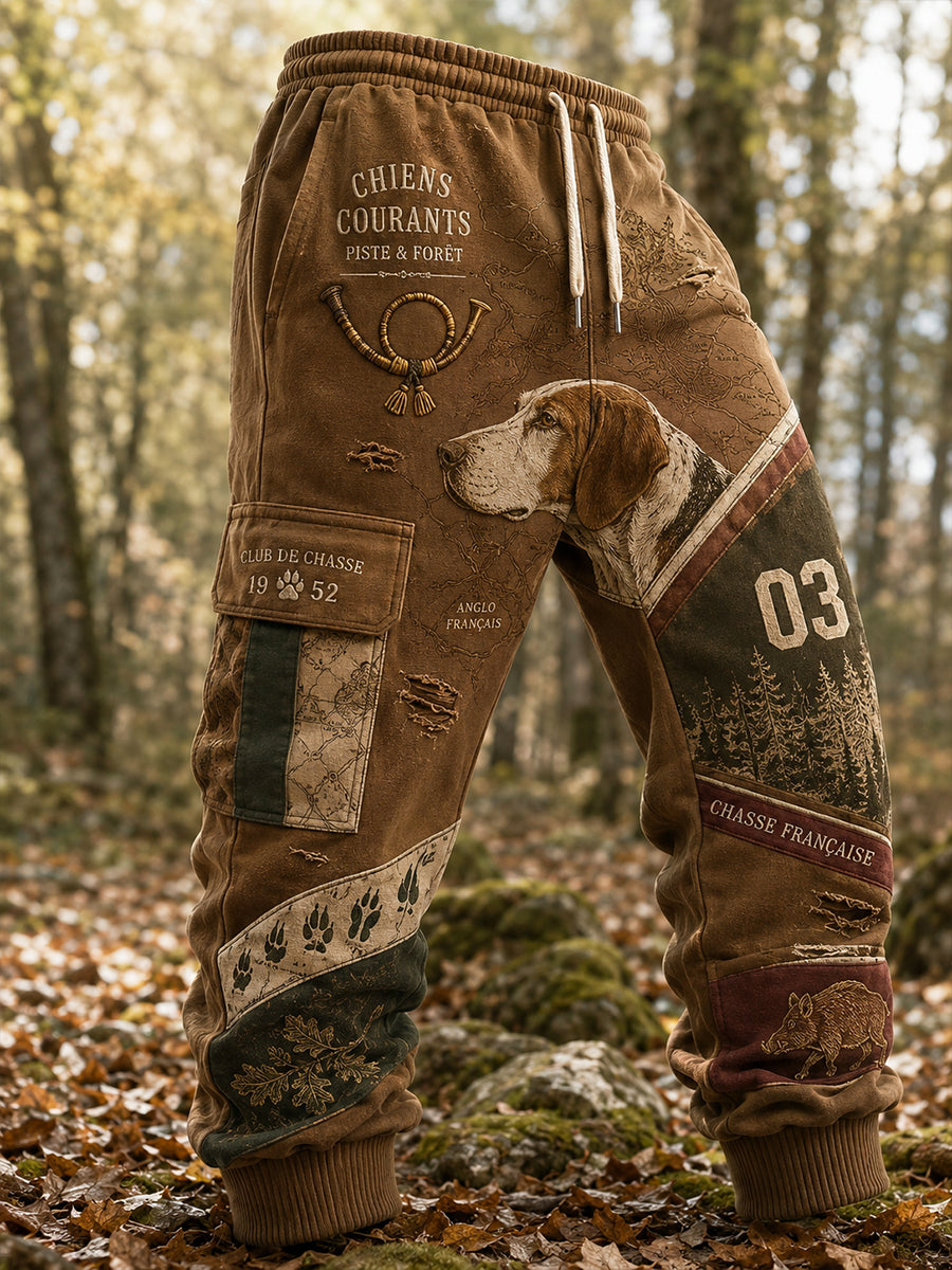 Pantalons de survêtement décontractés pour homme, imprimé chasse à la française