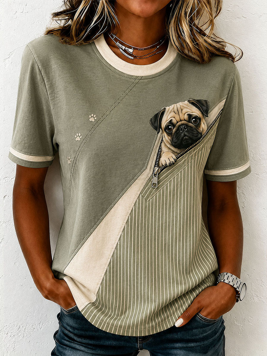 T-shirt adorable pour femmes avec carlin