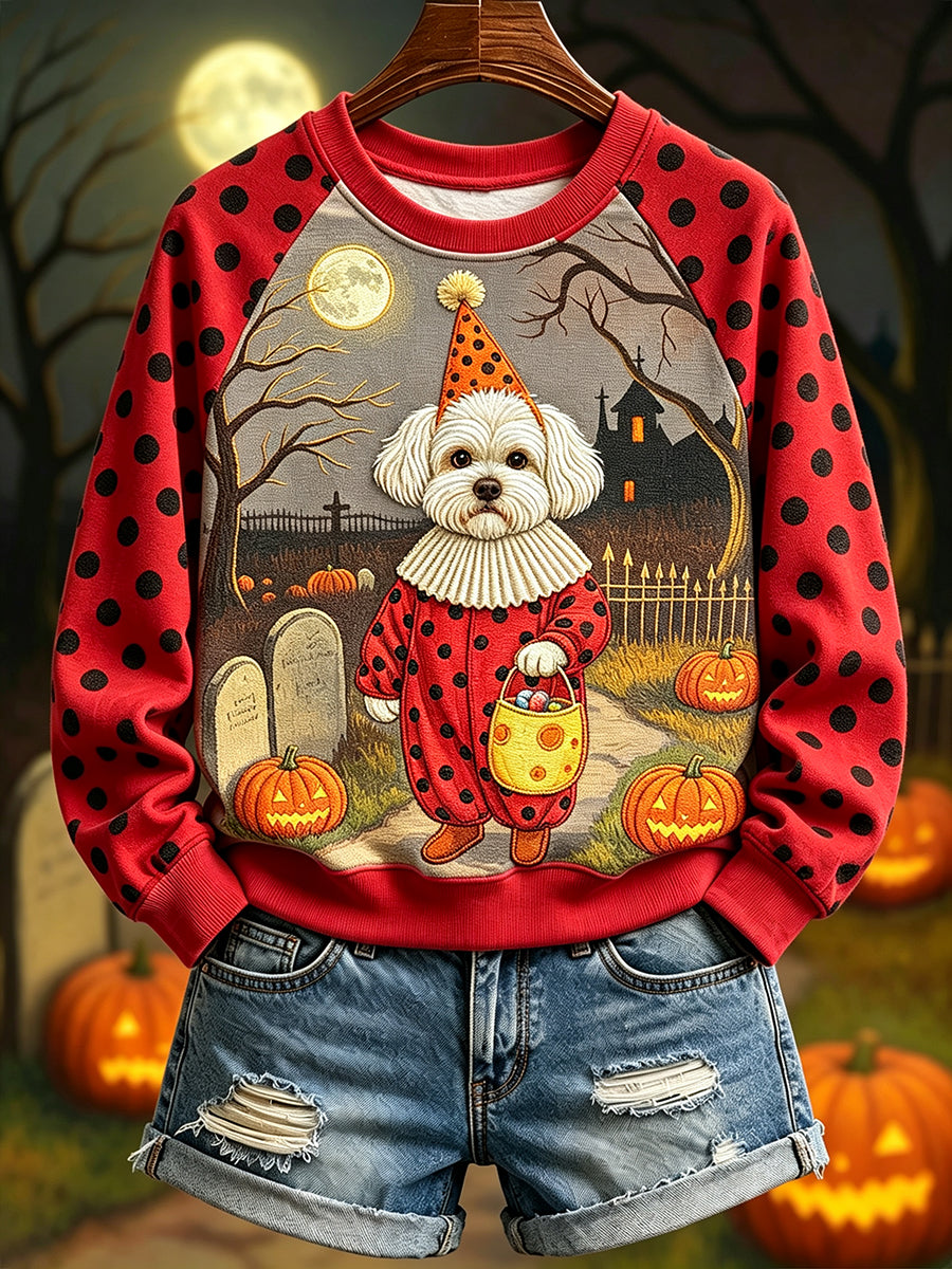 Maltais des femmes en costume de clown pour Halloween Sweat-shirt à manches raglan