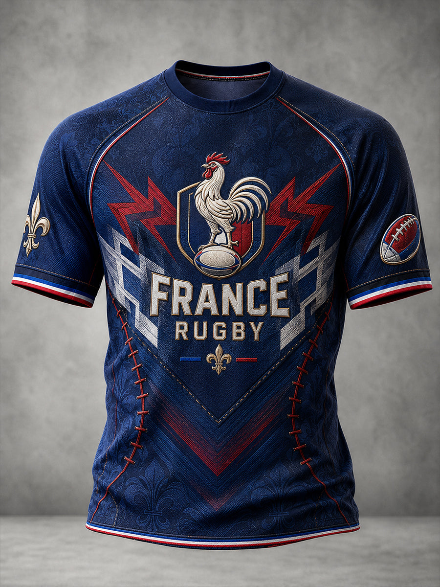 Chemise française à manches courtes pour homme, rugby