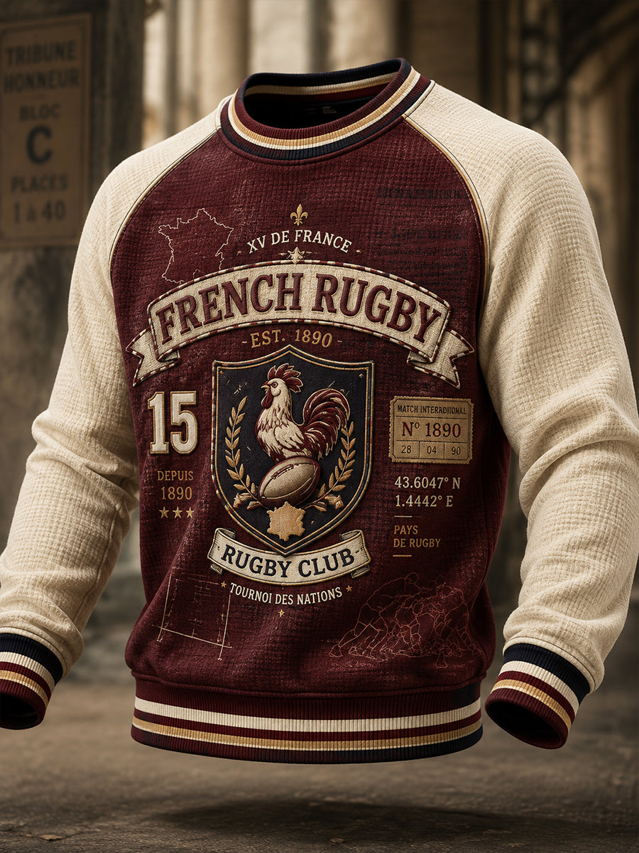 Maillot de rugby français à manches longues pour homme