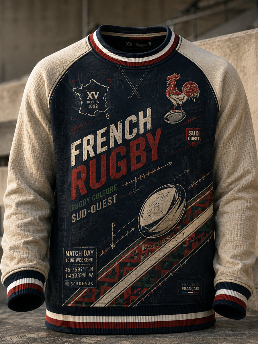Maillot de rugby français à manches longues pour homme