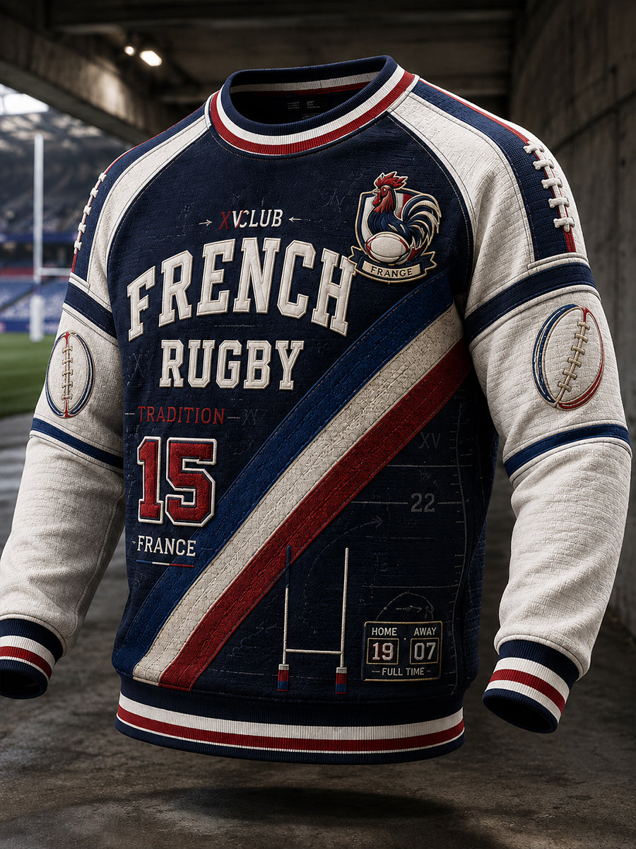 Maillot de rugby français à manches longues pour homme