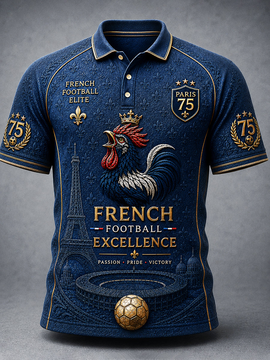 Polo décontracté pour homme, bleu marine, imprimé du club de football parisien Paris Saint-Germain, Ligue 1 française