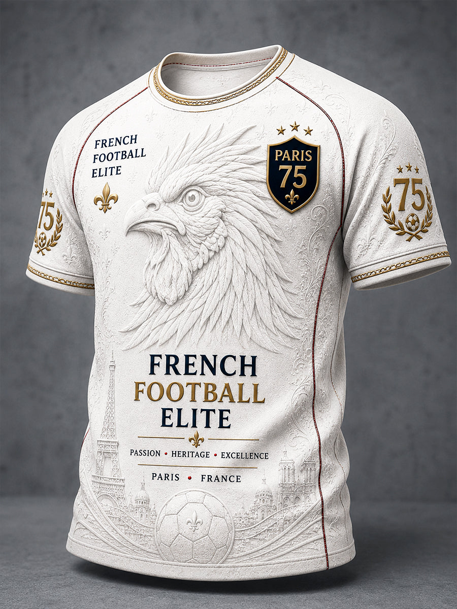 T-shirt décontracté blanc pour hommes, imprimé du club de football parisien de Ligue 1, le Paris Saint-Germain