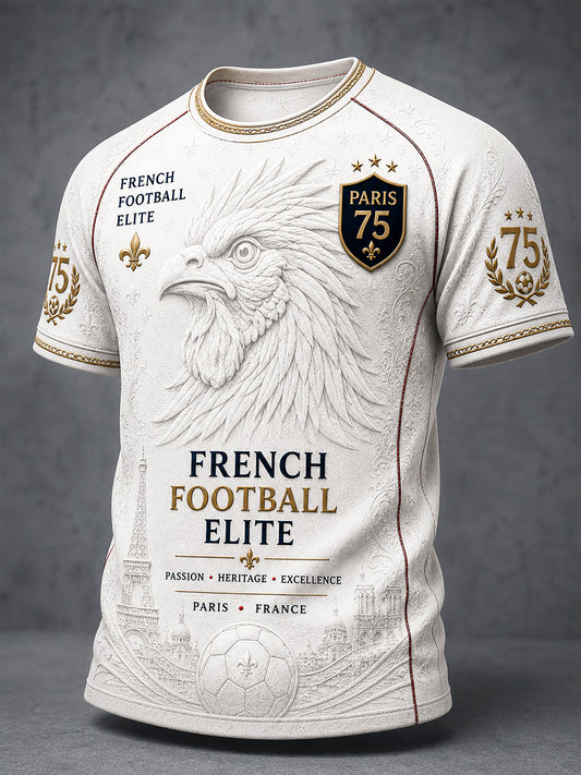 T-shirt décontracté blanc pour hommes, imprimé du club de football parisien de Ligue 1, le Paris Saint-Germain
