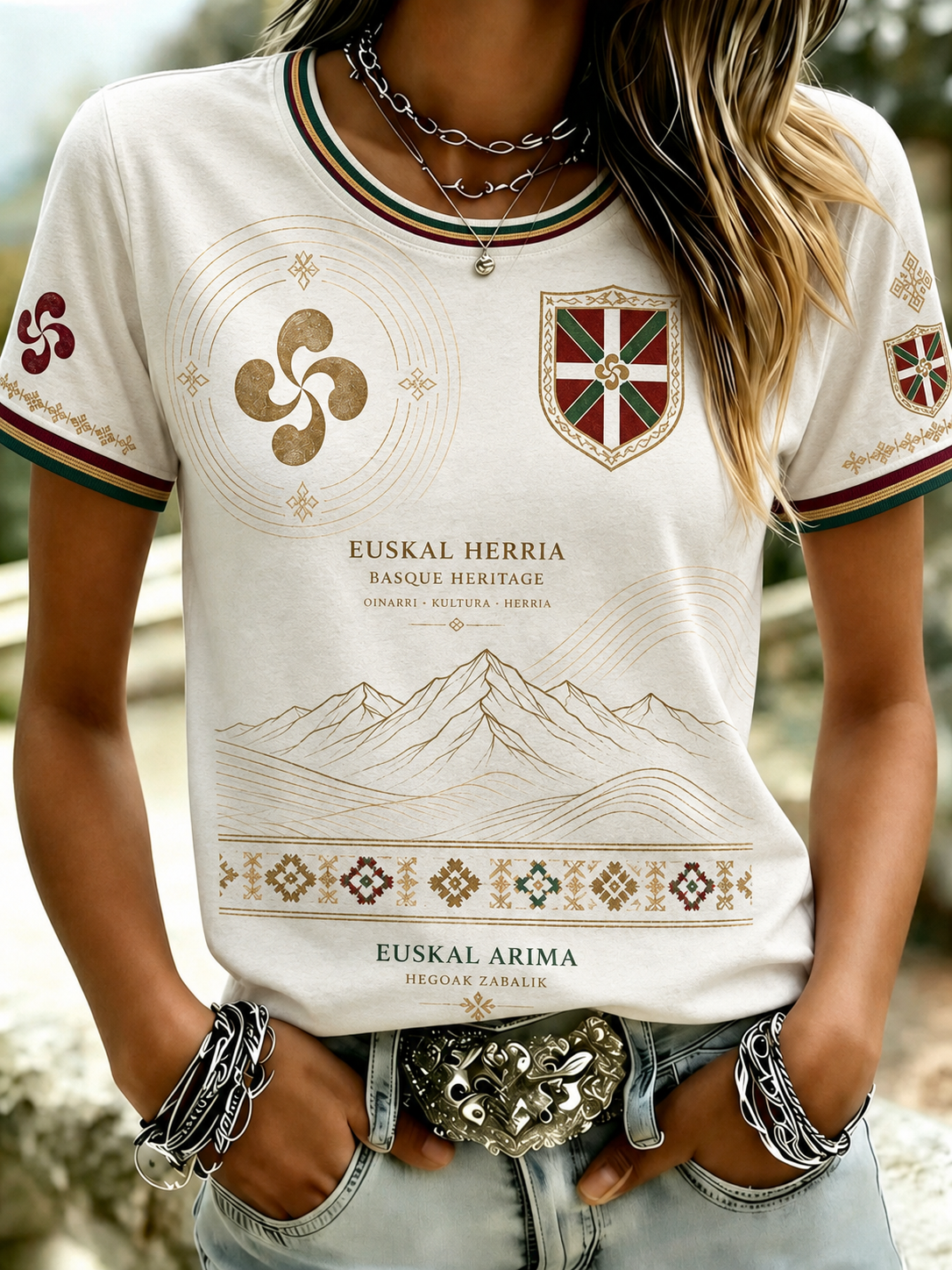 T-shirt basque à manches courtes pour femme
