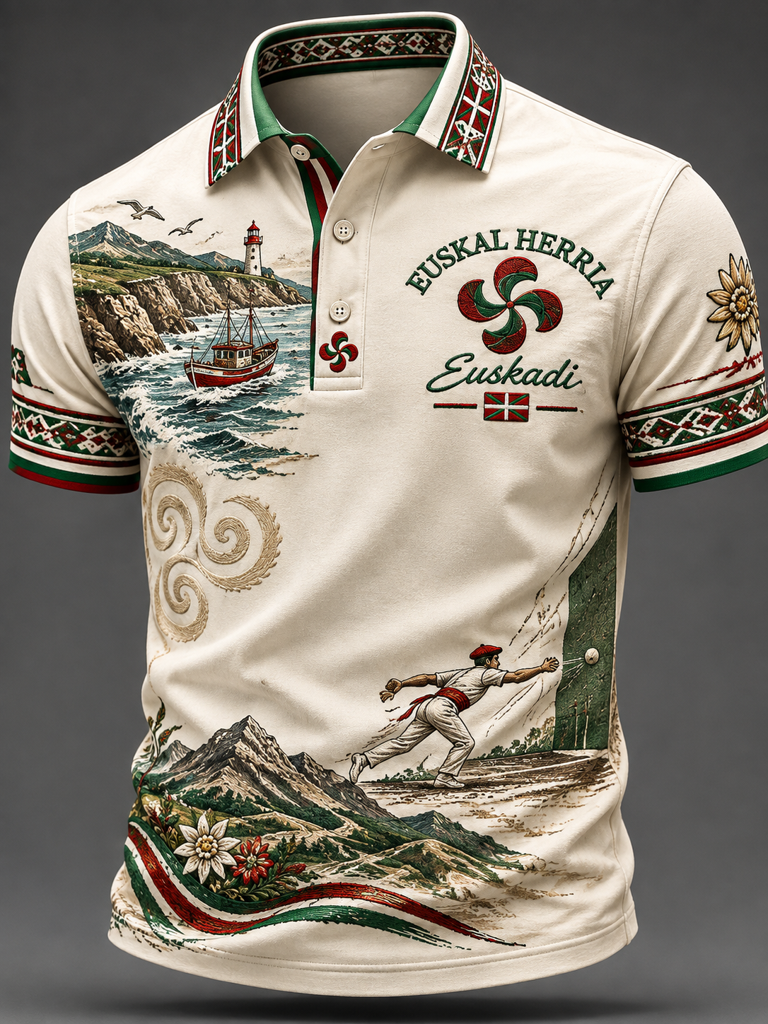 Chemise basque à manches courtes pour homme