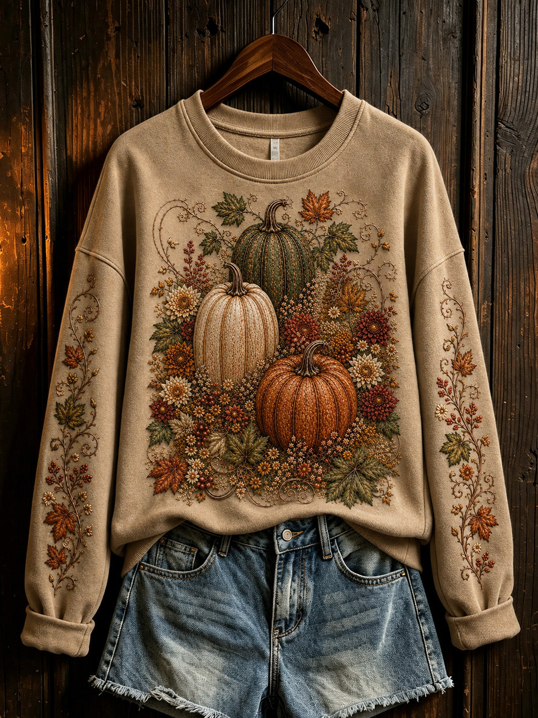 Sweat-shirt décontracté à motif de citrouille d'automne pour femmes