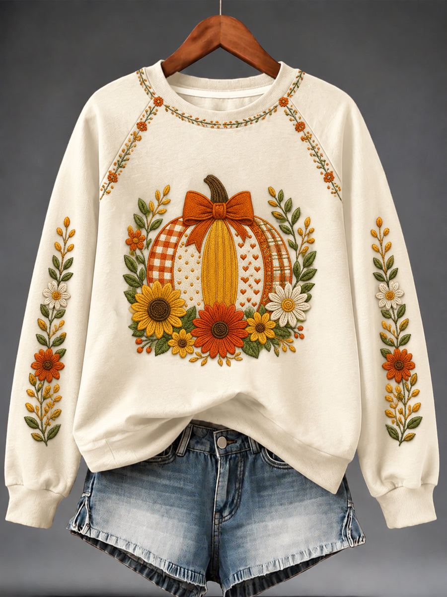 Automne citrouille Imprimer Sweatshirt Femme
