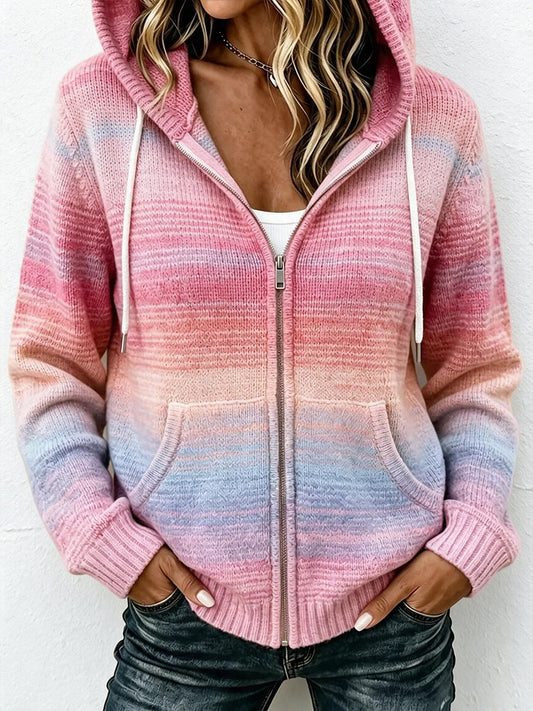Cardigan à capuche en maille vintage pour femme