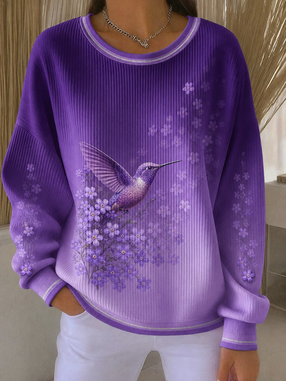 Sweat-shirt à imprimé fleuri sur la maladie d’Alzheimer chez les femmes