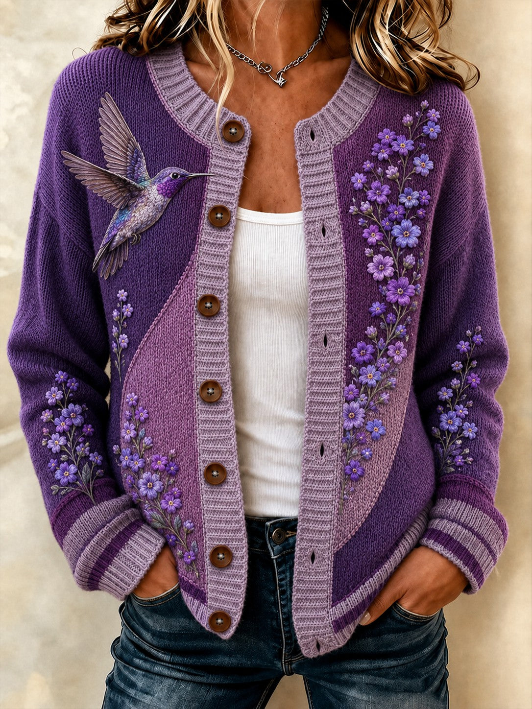 Cardigan douillet à fleurs imprimées pour la maladie d’Alzheimer chez les femmes