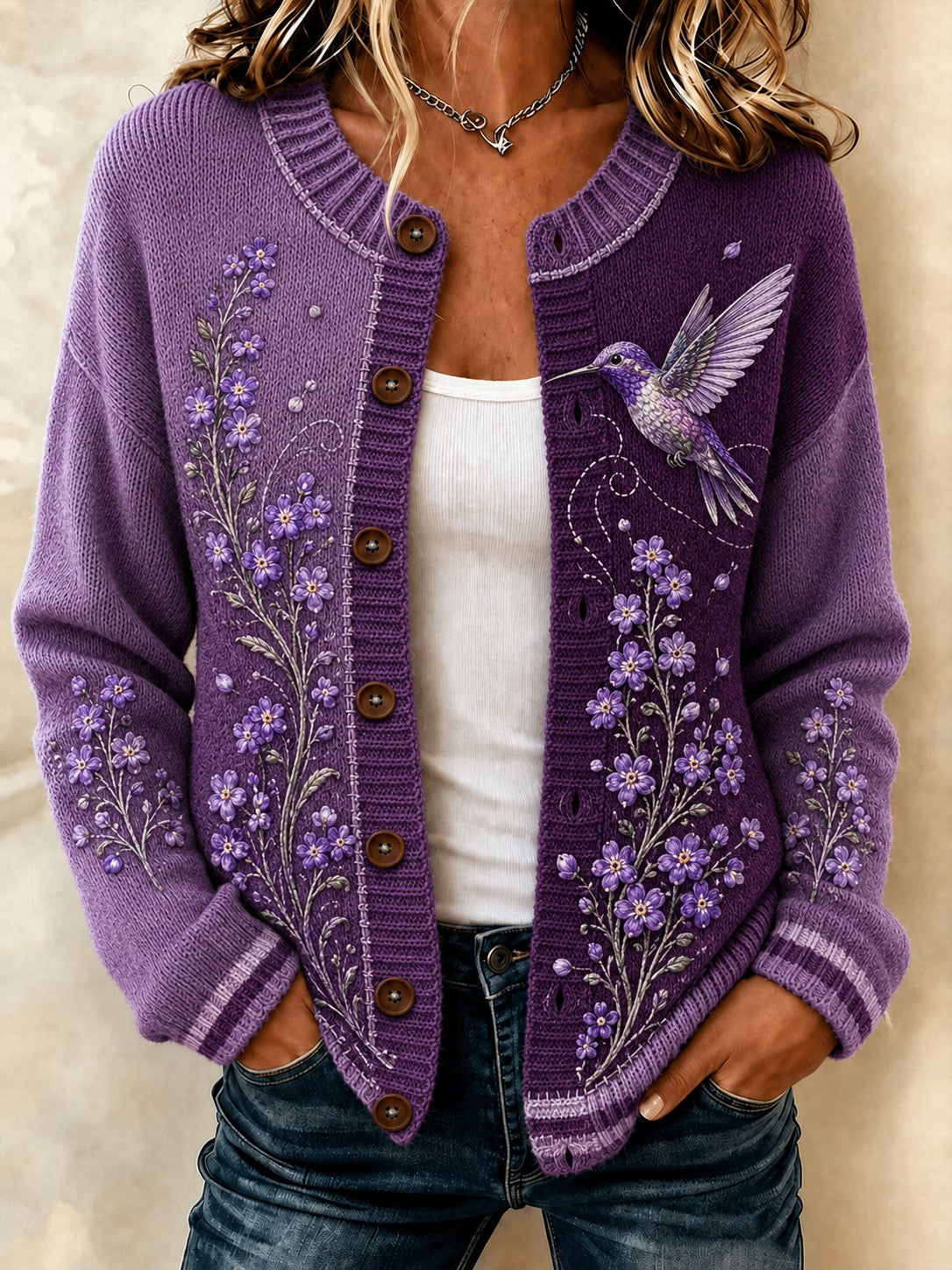 Cardigan douillet à fleurs imprimées pour la maladie d’Alzheimer chez les femmes