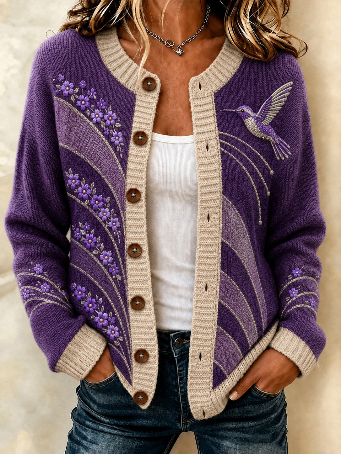 Cardigan douillet à fleurs imprimées pour la maladie d’Alzheimer chez les femmes