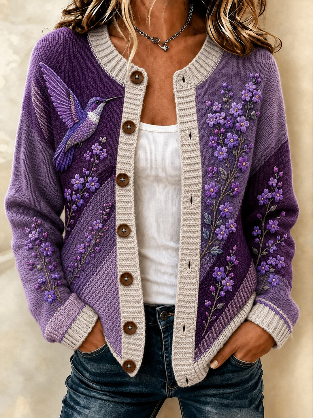 Cardigan douillet à fleurs imprimées pour la maladie d’Alzheimer chez les femmes