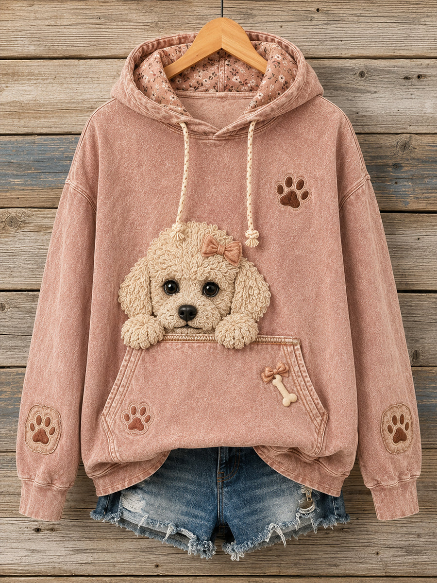 Sweat à capuche côtelé amusant aux motifs d’animaux pour femme