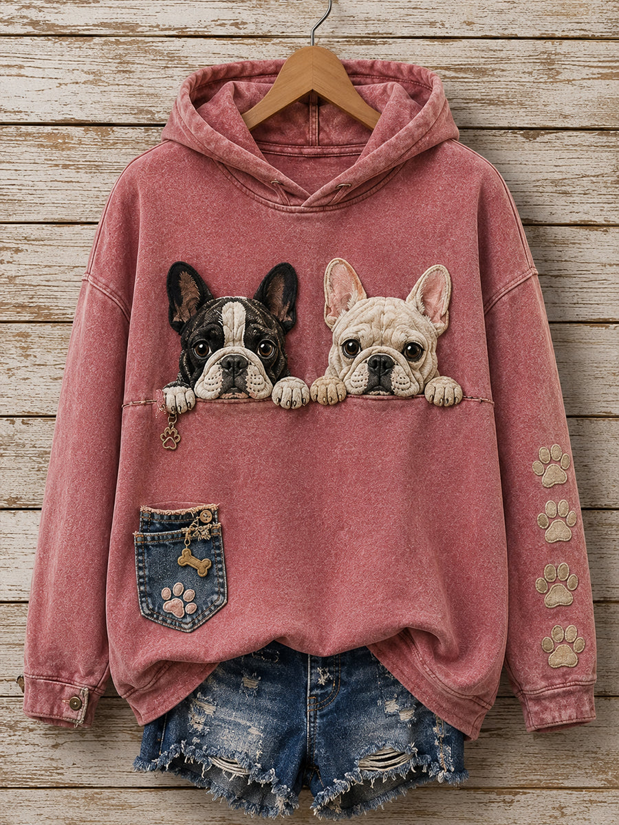Sweat à capuche côtelé amusant aux motifs d’animaux pour femme