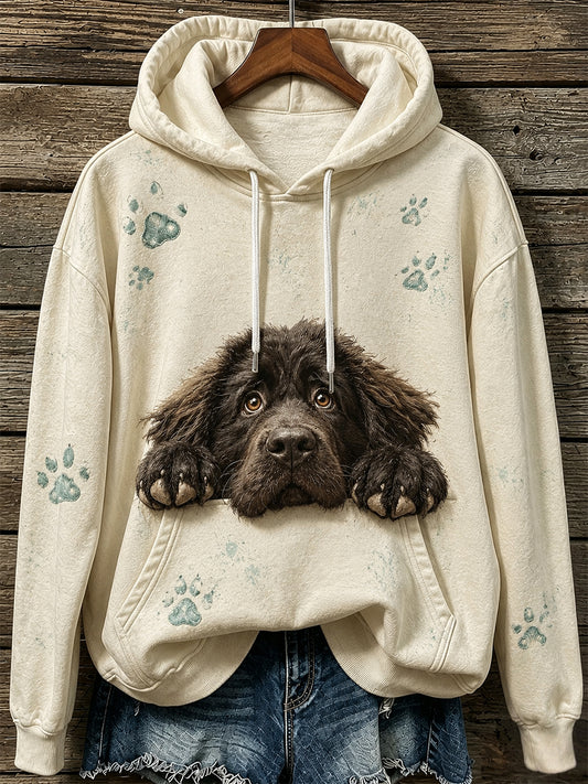 Mignon de Terre-Neuve Chien & Pattes Imprimer Cozy Hoodie des femmes
