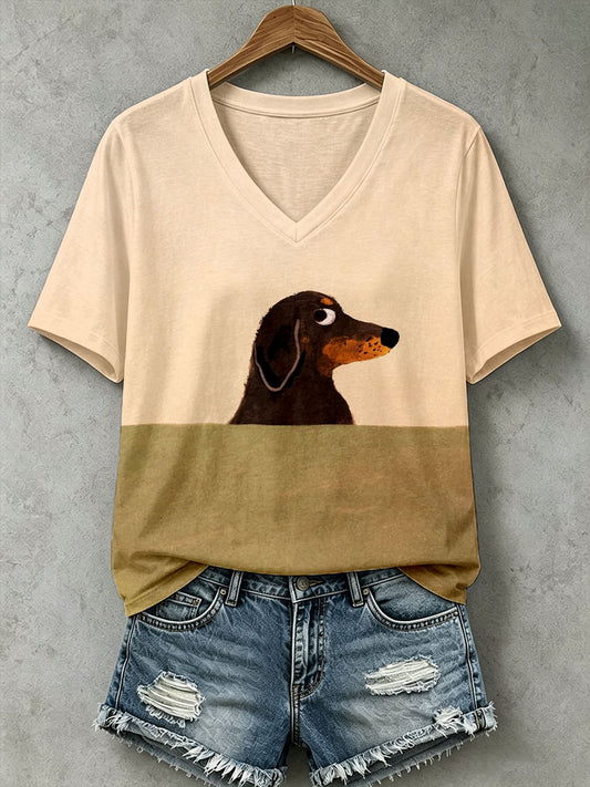 T-shirt mignon de teckel des femmes