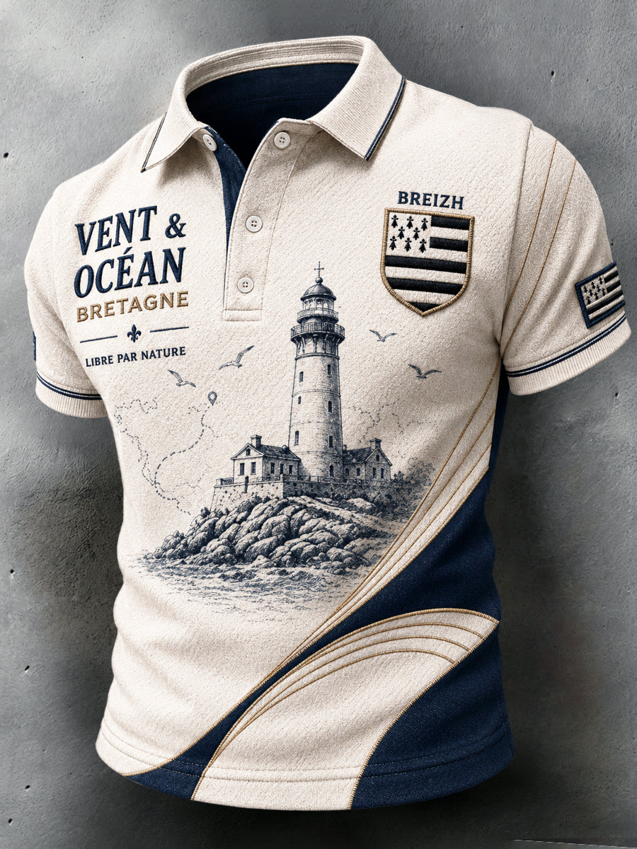 Polo vintage pour homme «Route du Rhum» de Bretagne, à imprimé
