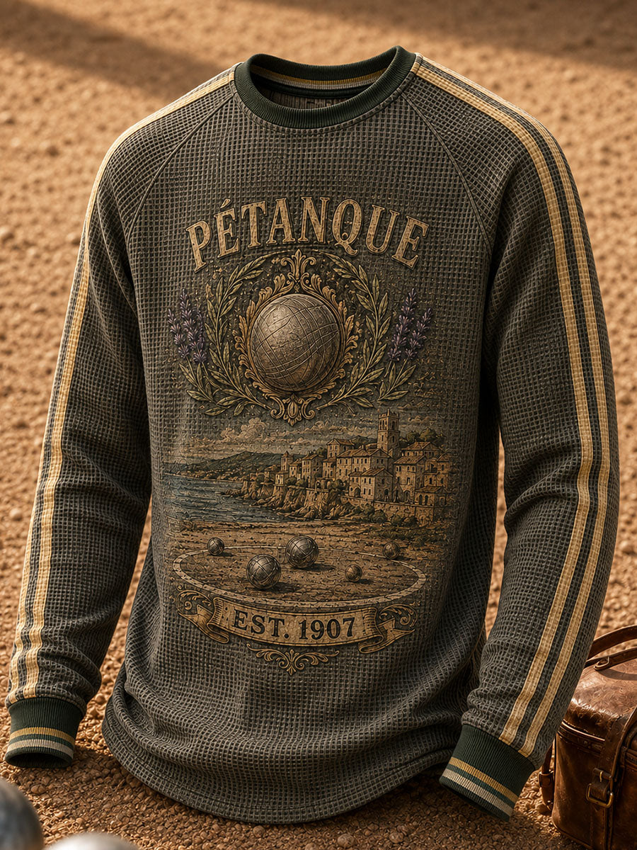 T-shirt à manches longues en gaufre pour homme