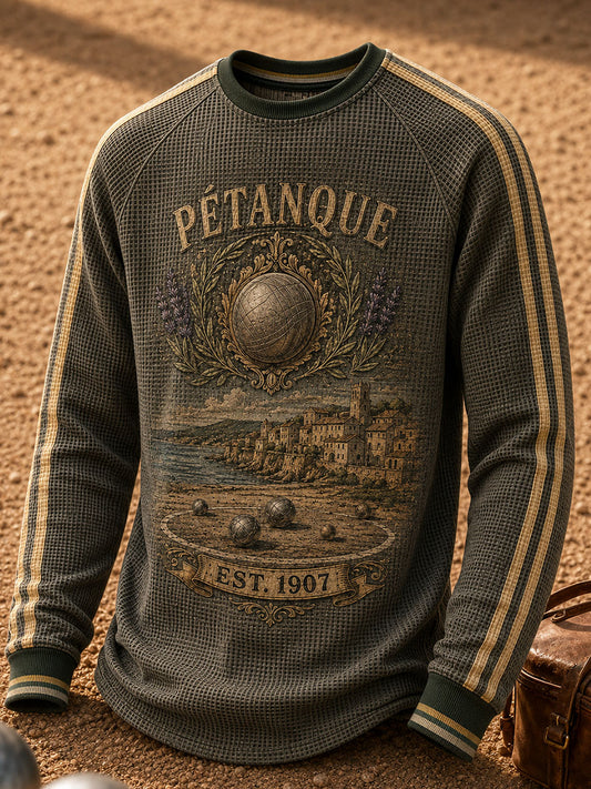 T-shirt à manches longues en gaufre pour homme