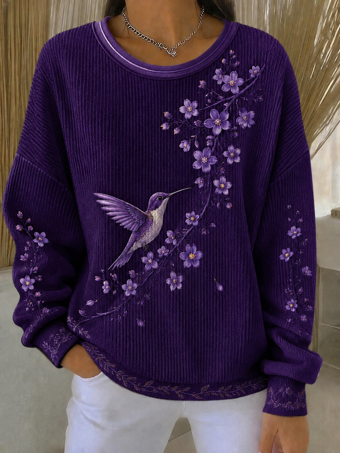Sweat-shirt à imprimé fleuri sur la maladie d’Alzheimer chez les femmes