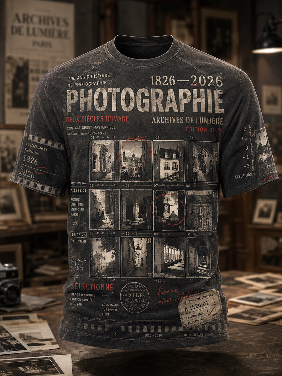 T-shirt manches courtes «Bicentenaire de la photographie» pour hommes, France