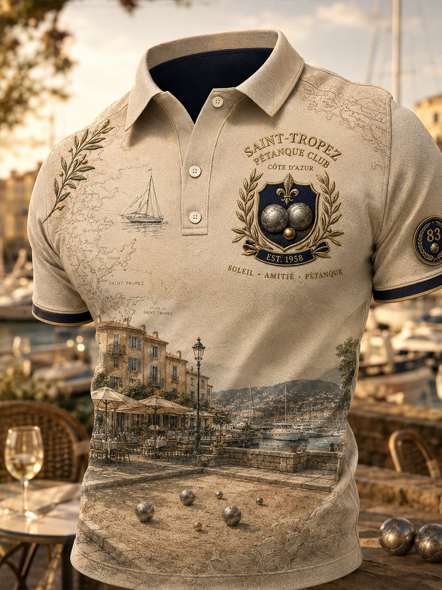 Chemise à manches courtes française pour hommes, de pétanque