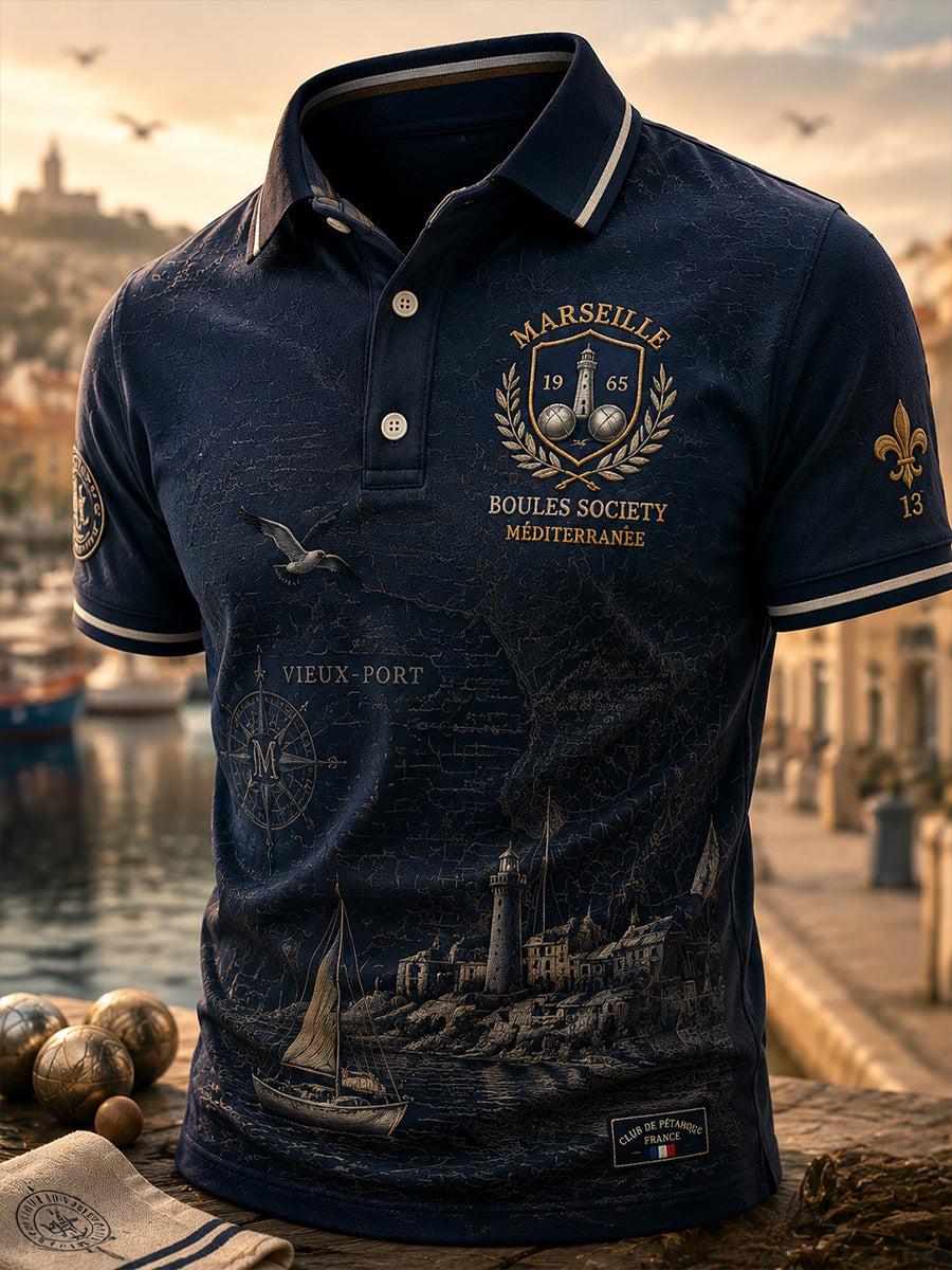 Chemise à manches courtes française pour hommes, de pétanque