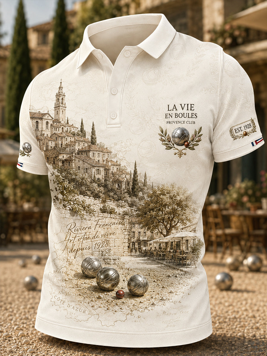 Chemise à manches courtes française pour hommes, de pétanque