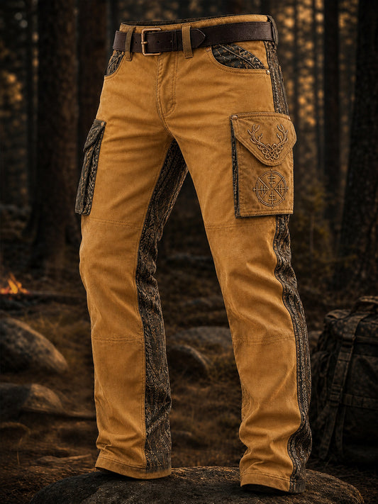 Pantalon cargo décontracté et confortable, imprimé d’art animalier de style nordique rétro