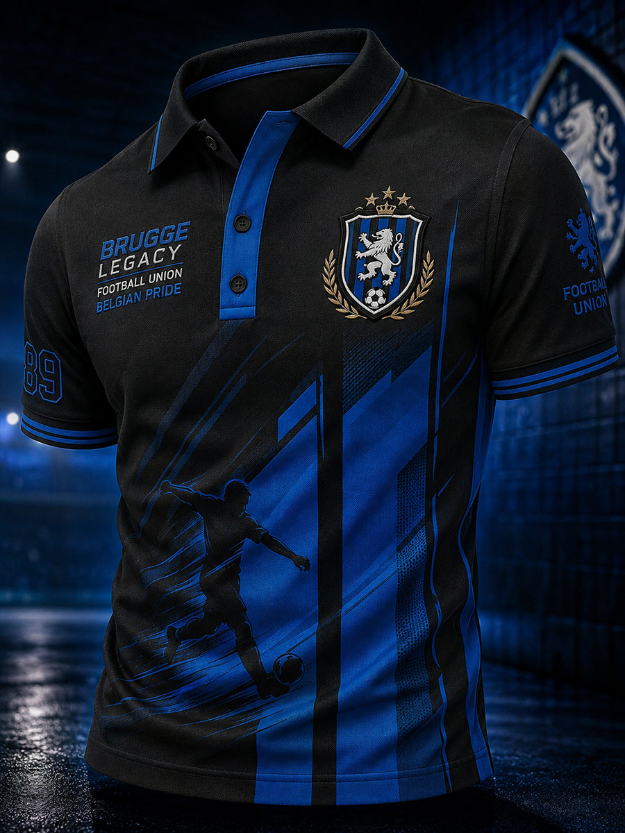 Polo Homme À Manches Courtes Imprimé Graphique Club Commémoratif