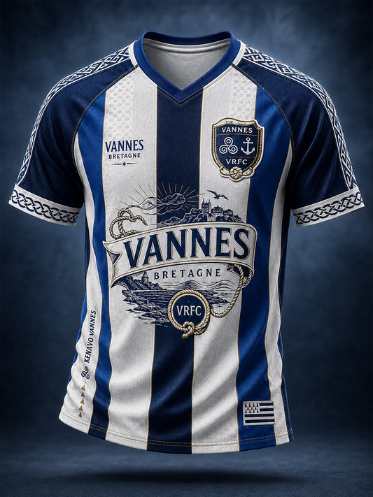 T-shirt col V pour fans de rugby masculin du RC Vannes
