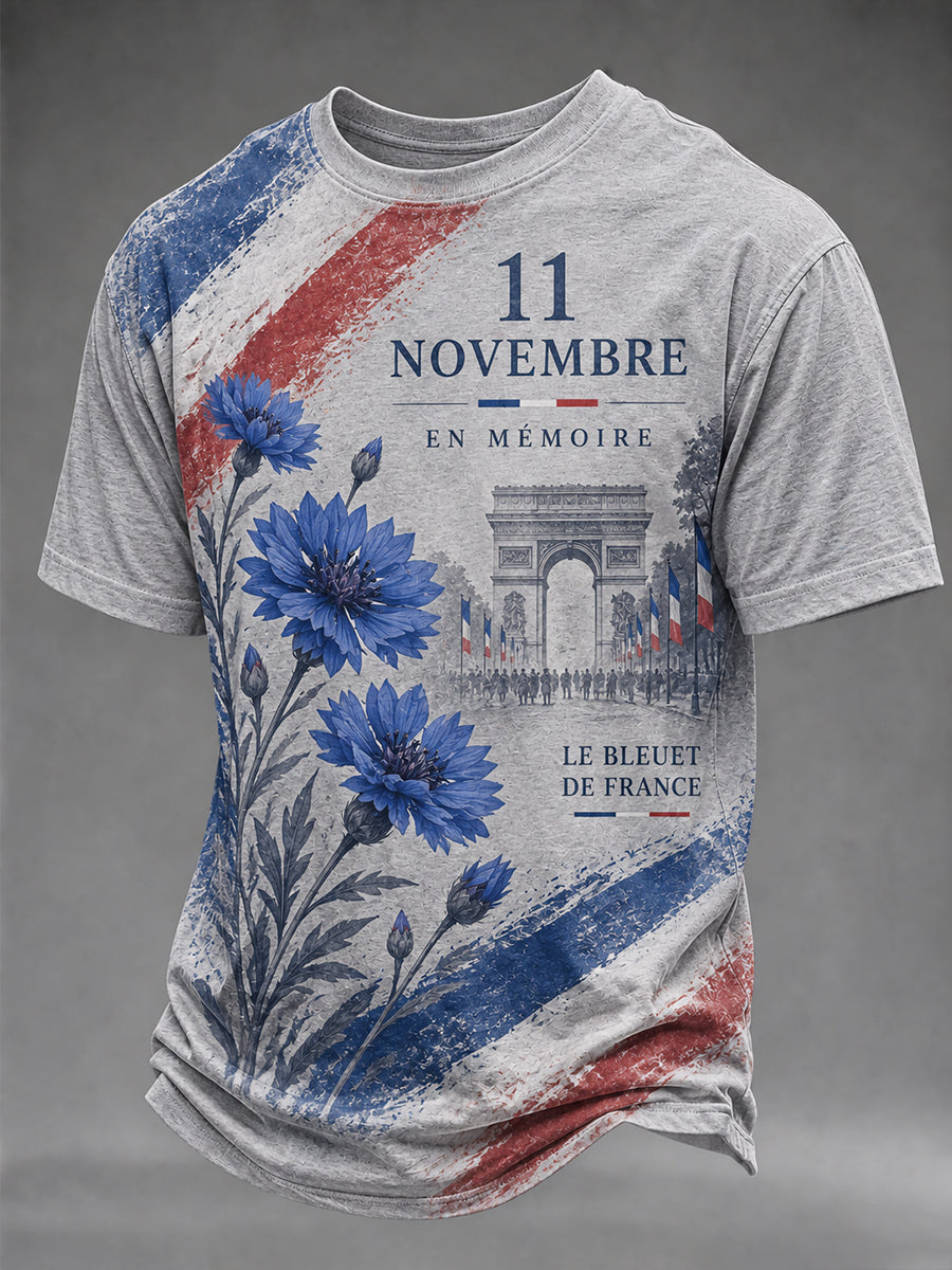 T-shirt manches courtes pour hommes avec imprimé Jour de l'Armistice