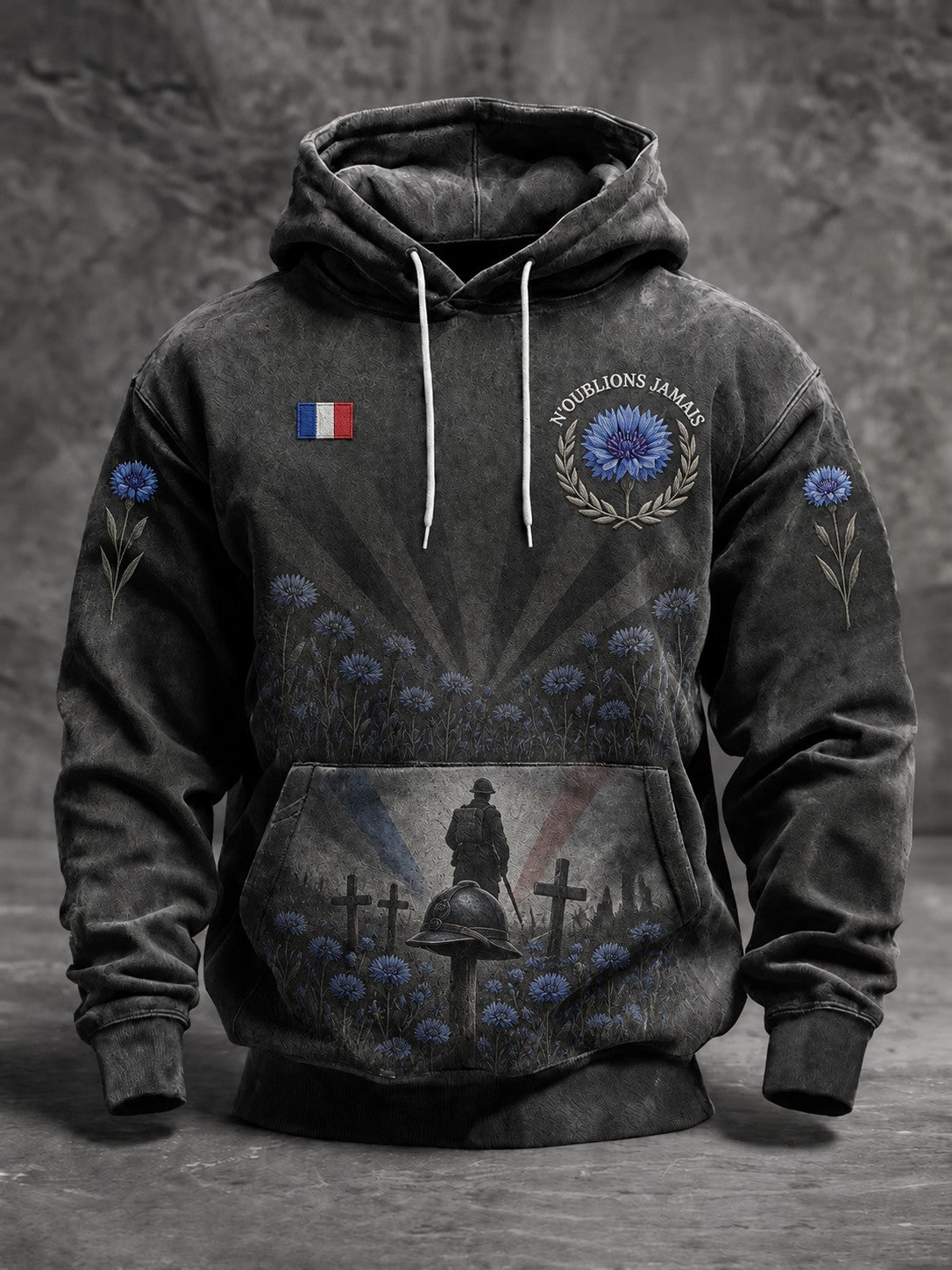 Sweat à capuche imprimé «N'OUBLIONS JAMAIS» pour homme