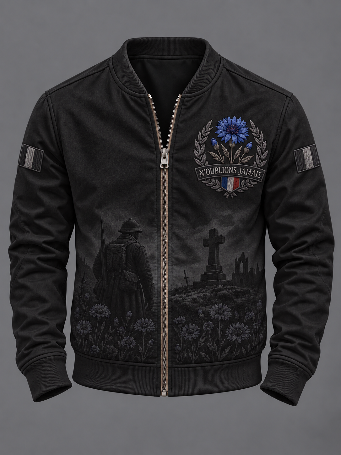 Manteau à glissière imprimé N'OUBLIONS JAMAIS pour homme