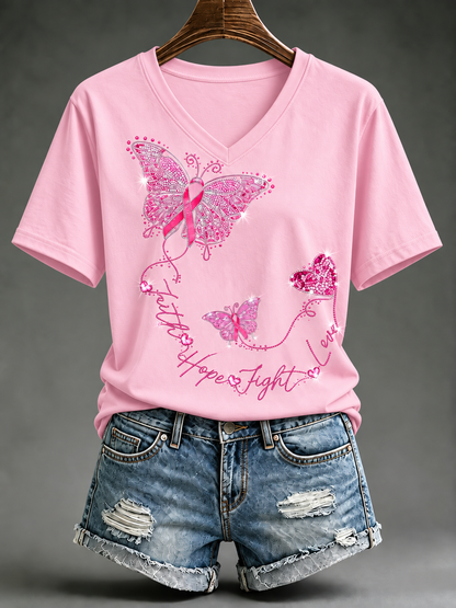 T-shirt à manches courtes pour le cancer du sein chez la femme