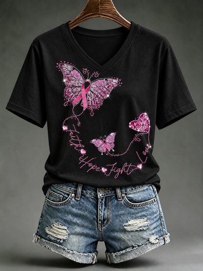 T-shirt à manches courtes pour le cancer du sein chez la femme
