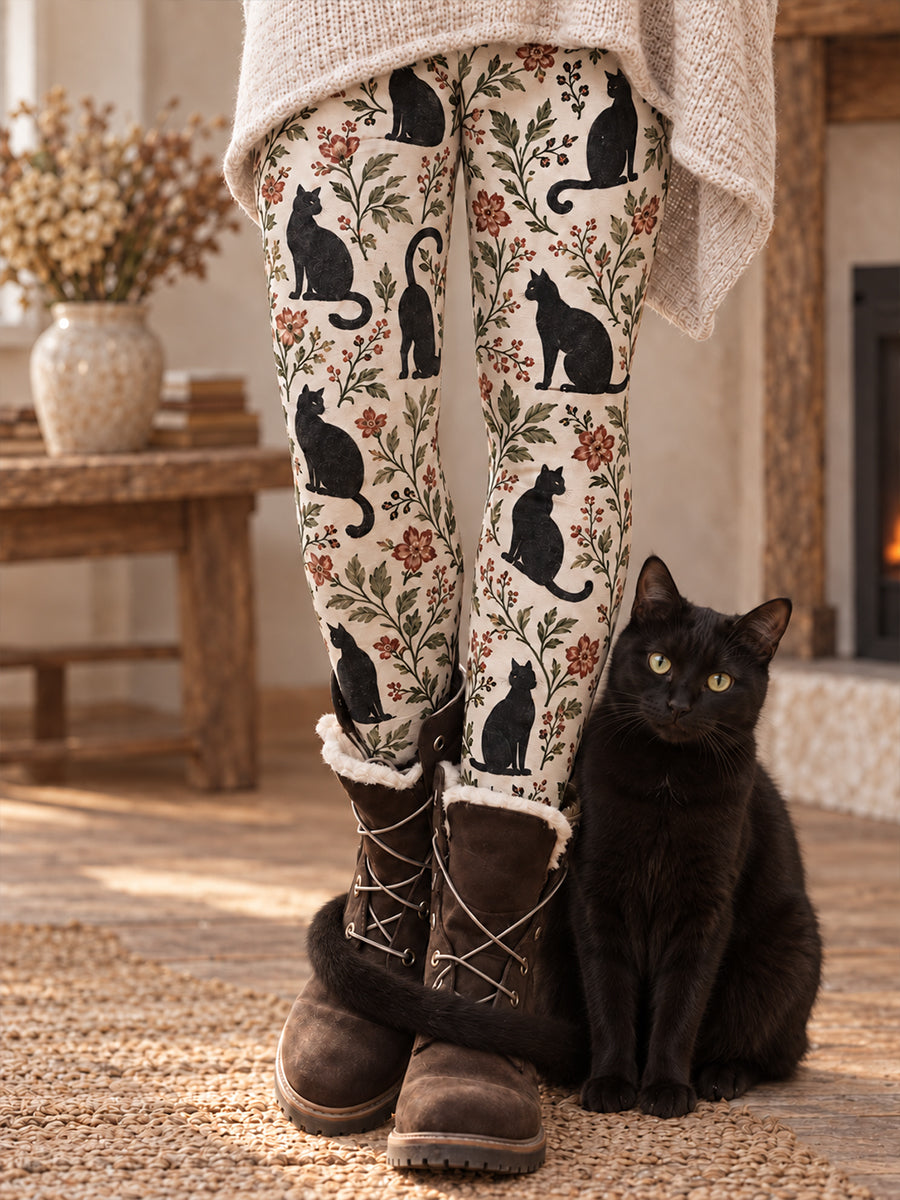 Leggings imprimés floraux artistiques pour femme, collection automne/hiver