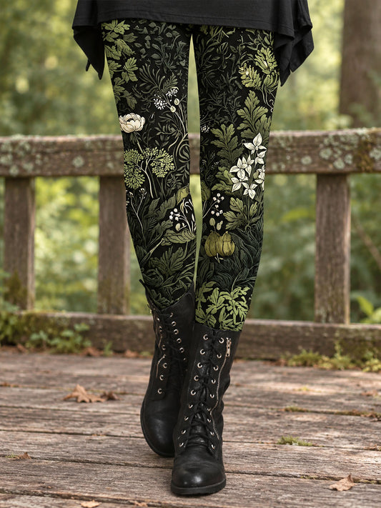 Leggings imprimés floraux artistiques pour femme, collection automne/hiver