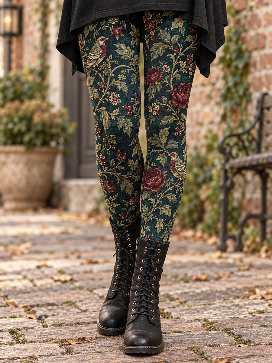 Leggings imprimés floraux artistiques pour femme, collection automne/hiver