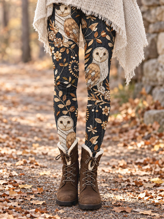 Leggings femme automne/hiver à imprimé floral artistique