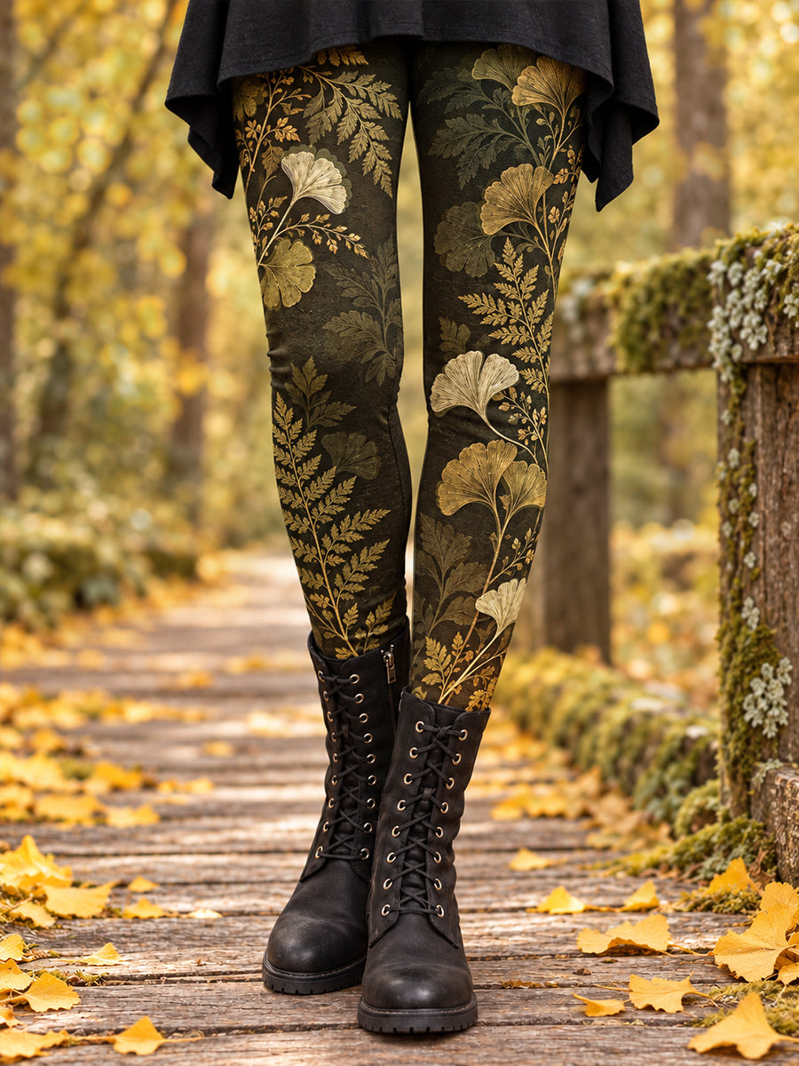 Leggings imprimés floraux artistiques pour femme, collection automne/hiver