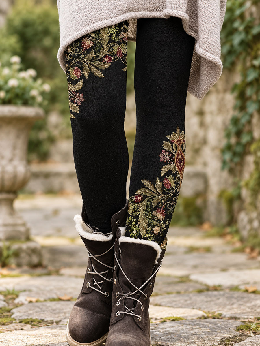 Leggings imprimés floraux artistiques pour femme, collection automne/hiver