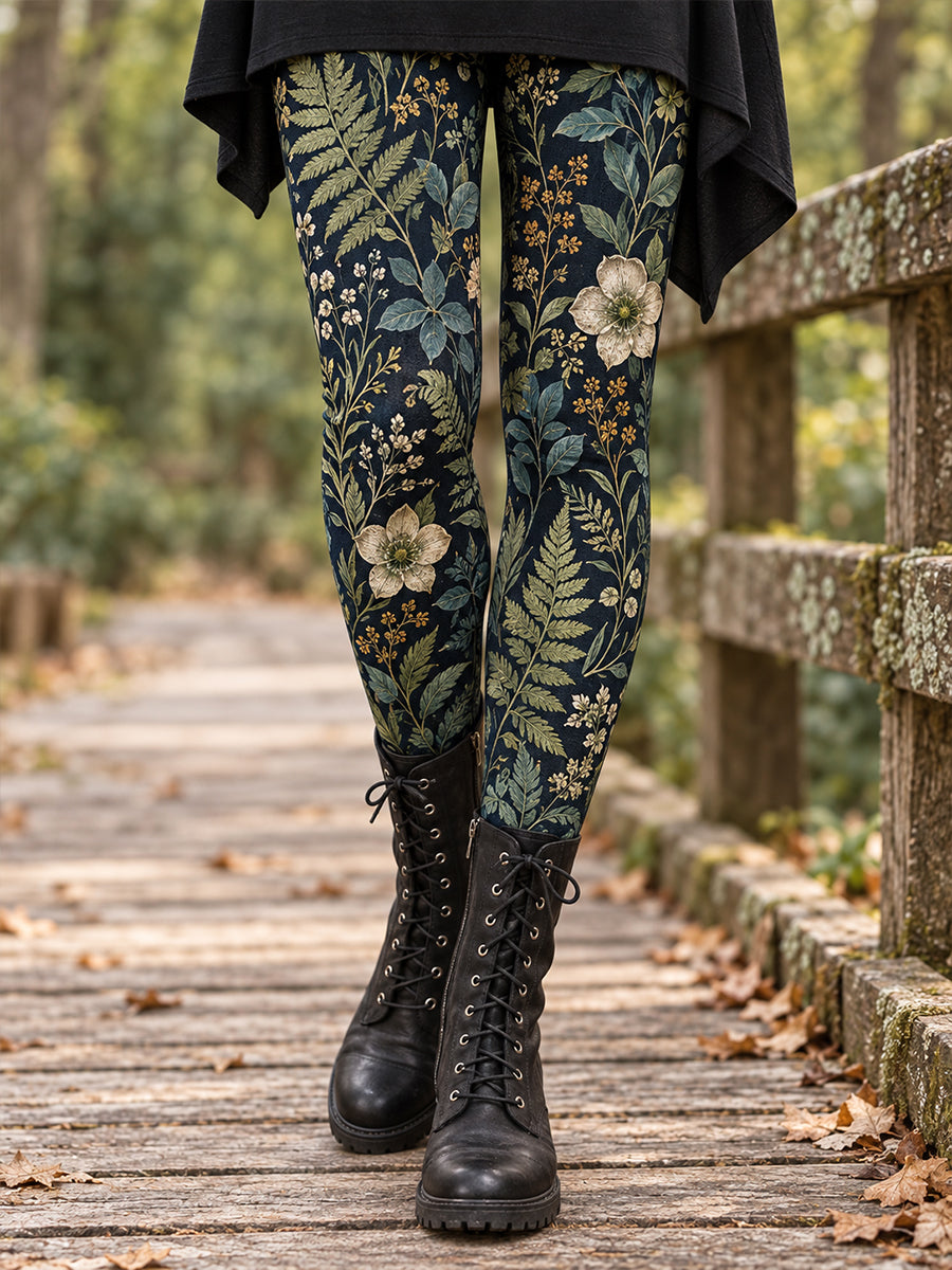 Leggings imprimés floraux artistiques pour femme, collection automne/hiver