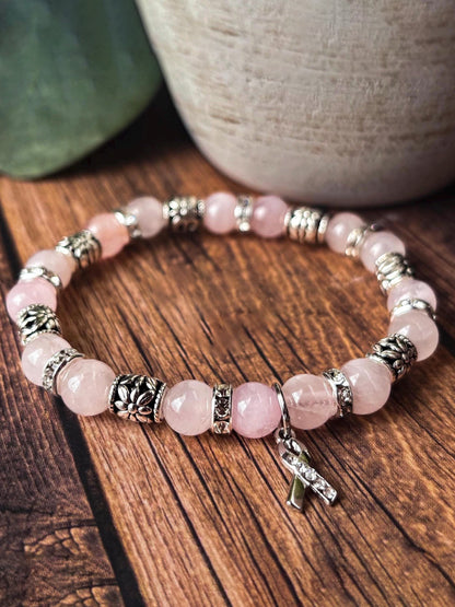 Sensibilisation au cancer du sein inspiré Bracelet de perles