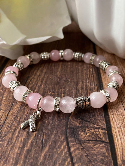 Sensibilisation au cancer du sein inspiré Bracelet de perles