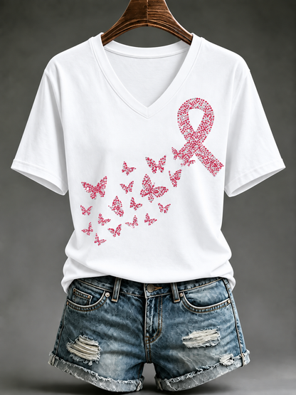 T-shirt à manches courtes pour le cancer du sein chez la femme